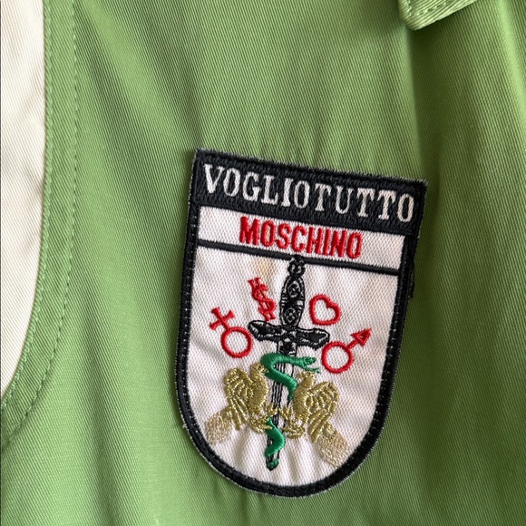 *Designer* Moschino Jeans Oversized Olive Green coach Jacket US34/M Unisex - Picture 3 of 10